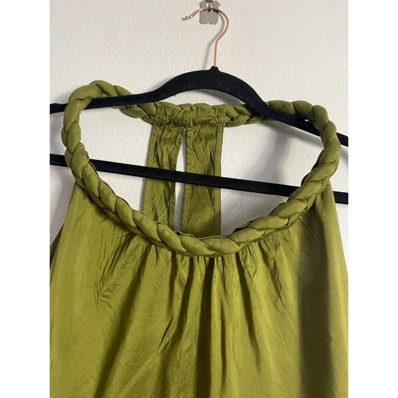 Christiane Celle Calyps Womens Halter Knee Length Shift Dress Green Silk Sz XS - Picture 9 of 11